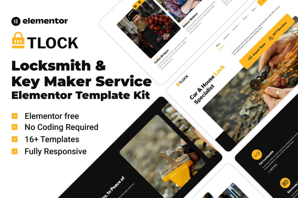 Locksmith & Key Maker Service Elementor Template Kit