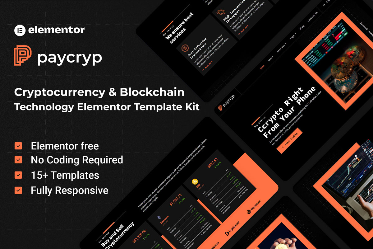 Cryptocurrency & Blockchain Technology Elementor Template Kit