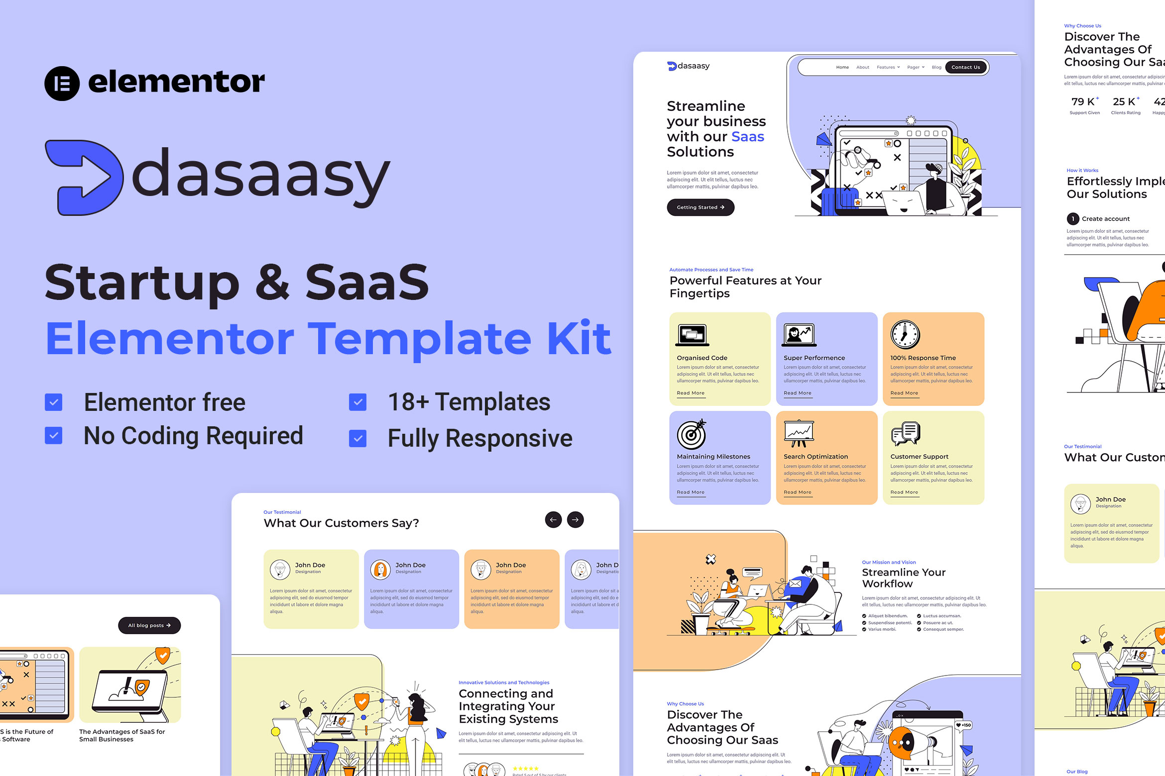Dasaasy - SaaS & Startup Elementor Template Kit