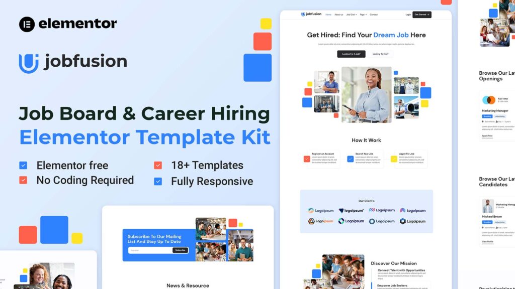 Jobfusion - Job & Career Hiring Elementor Template Kit