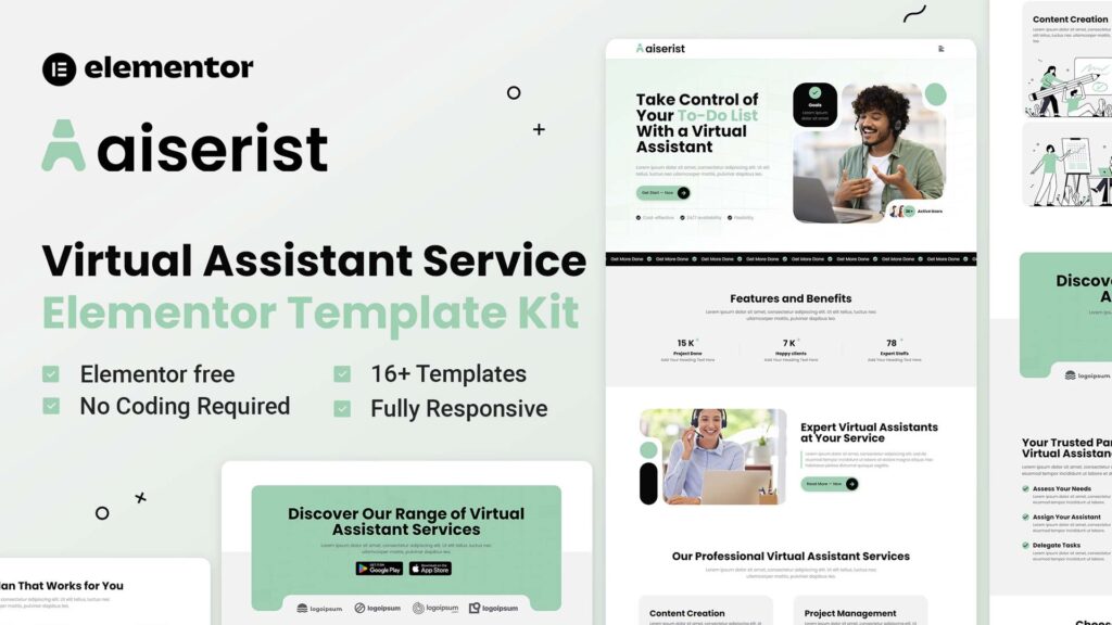 Aiserist - Virtual Assistant Service Elementor Template Kit