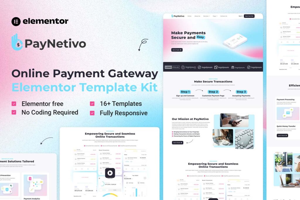 PayNetivo - Online Payment Gateway Elementor Template Kit